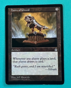 Horn of Greed - Stronghold - MTG - Magic the Gathering - LP/MP - Image 1