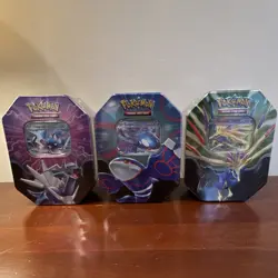 Pokemon TCG Tin Lot of 3 - Dialga Kyogre Xerneas Collectible Tins - Image 1