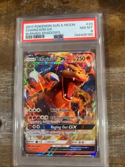 Pokemon 2017 Sun & Moon Burning Shadows CHARIZARD GX #20 PSA 8 RARE 3 - Image 1