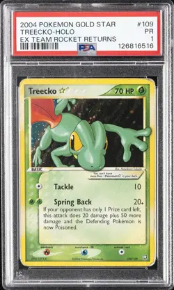 2004 POKEMON EX TEAM ROCKET RETURNS GOLD STAR #109 TREECKO-HOLO PSA 1 - Image 1