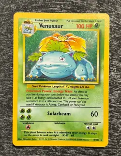 Pokemon TCG Venusaur 15/102 Base Set Holo Rare 1999 English 100 HP Stage 2 - Image 1
