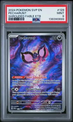 2024 Pokemon Svp En-Sv Black Star Promo #129 Pecharunt Shrouded Fable Etb PSA 9 - Image 1