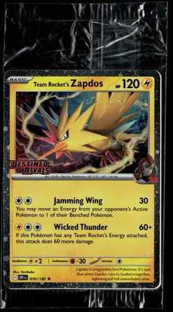 Team Rocket's Zapdos 070/182 Destined Rivals Promo Asia Exclusive Rare Pokemon - Image 1
