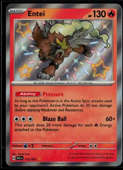 Entei 112/091 Paldean Fates Shiny Rare Pokemon - Image 1