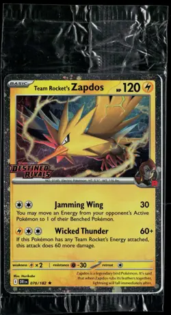 Team Rocket's Zapdos 070/182 Destined Rivals Promo Asia Exclusive Rare Pokemon - Image 1