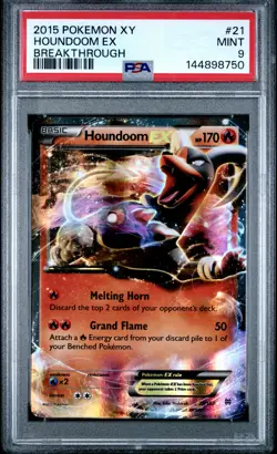 2015 POKEMON XY BREAKTHROUGH #21 HOUNDOOM EX PSA 9 - Image 1