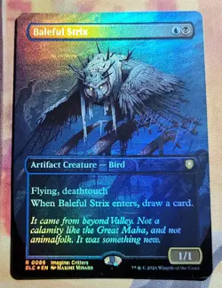 Baleful Strix (Borderless) (Foil) MTG Commander: Bloomburrow (BLC) (NM) - Image 1