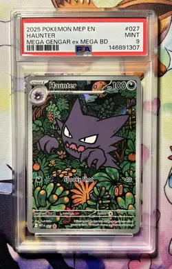 2025 POKEMON MEP EN BLACK STAR PROMO #027 HAUNTER MEGA GENGAR EX MEGA BD PSA 9 - Image 1