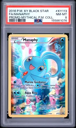 2016 POKEMON XY BLACK STAR PROMO #XY113 FULL ART/MANAPHY PSA 8 - Image 1