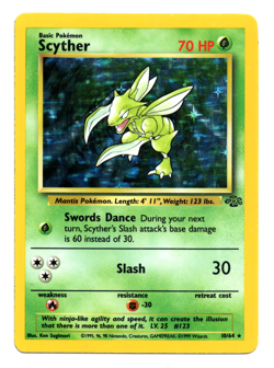 Pokemon Scyther 10/64 Jungle Holo Rare English Basic 1999 LP Great Condition - Image 1