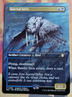 Baleful Strix (Borderless) MTG Commander: Bloomburrow (BLC) (NM) - Image 1