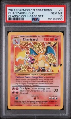 PSA 10 Charizard 4/102 Pokemon Celebrations Classic Collection Holo Card - Image 1