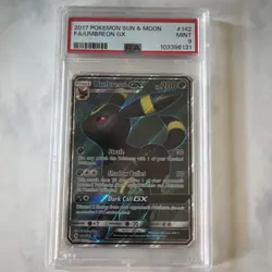 Pokemon TCG 2017 SM Base Set Umbreon GX 142/149 Full Art Holo PSA 9 EN - Image 1