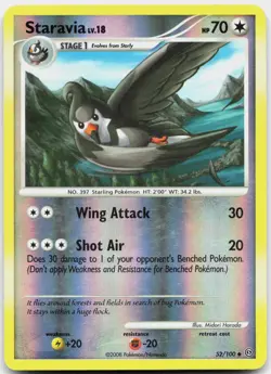 Staravia 52/100 Uncommon Stormfront Pokemon Reverse Holo Lightly Played - Image 1