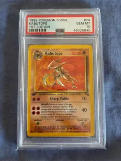 Kabutops Pokemon Fossil Gem Mint PSA 10 1st Edition - Image 1