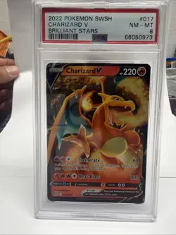 2022 POKEMON SWORD & SHIELD BRILLIANT STARS #017/172 CHARIZARD V PSA 8 - Image 2