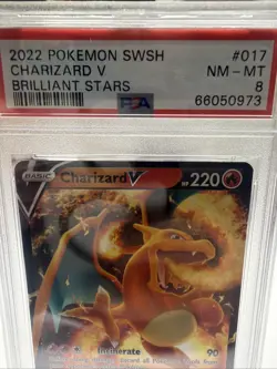 2022 POKEMON SWORD & SHIELD BRILLIANT STARS #017/172 CHARIZARD V PSA 8 - Image 4
