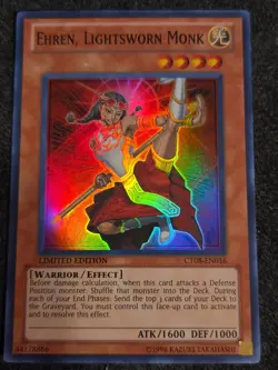 YUGIOH EHREN LIGHTSWORN MONK CT08-EN016 SUPER LIMITED ED VLP - Image 1