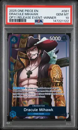 2025 ONE PIECE PROMOS #081 DRACULE MIHAWK PSA 10 - Image 1