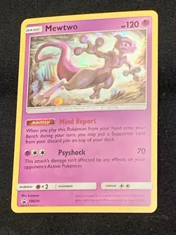 Pokemon TCG Mewtwo SM214 Hidden Fates Pin Collection Black Star Promo MP - Image 1