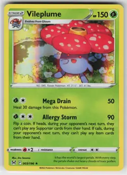 Vileplume 003 Holo 196 R Lost Origin Pokemon Near Mint - Image 1
