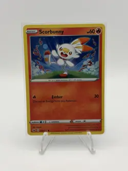 Pokemon TCG Scorbunny 030/202 Cosmo Holo Sword & Shield Base NM Swirl - Image 1