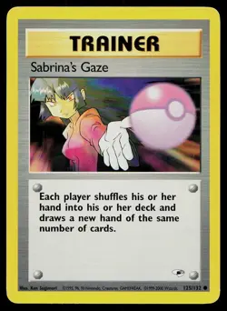 Pokemon Card Gym Heroes Sabrina's Gaze 125/132 Unlimited Common - Image 1