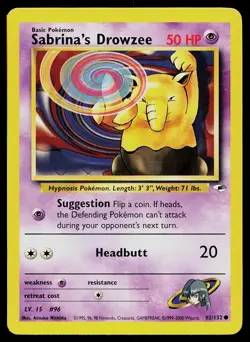 Pokemon Card Gym Heroes Sabrina's Drowzee 92/132 Unlimited Common - Image 1