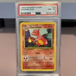 1999 POKEMON BASE SET UNLIMITED #24 CHARMELEON PSA 8 - Image 1