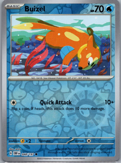 Buizel Reverse Holo Common SV03: Obsidian Flames 048/197 NM - Pokemon TCG! - Image 1