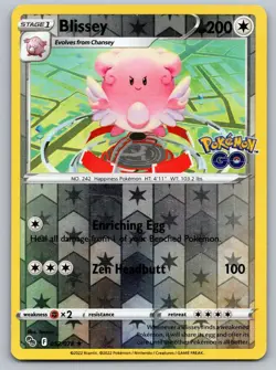 Blissey 052/078 Holo Rare Pokemon GO Pokemon Reverse Holo Near Mint - Image 1
