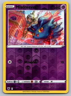 Misdreavus 058/189 Common Astral Radiance Pokemon Reverse Holo Near Mint - Image 1