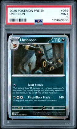 2025 POKEMON PRE EN-PRISMATIC EVOLUTIONS #059 UMBREON PSA 9 - Image 1