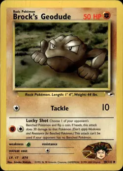 Pokemon Gym Heroes #038/132 Brock's Geodude (38) Uncommon Lightly played - Image 1