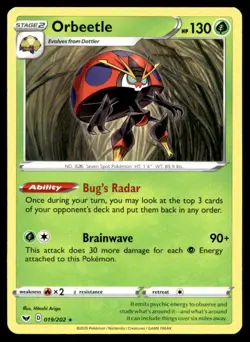 Orbeetle SWSH01: Sword & Shield Base Set 019/202 MP Pokemon TCG | Buy 10 Get 10 - Image 1
