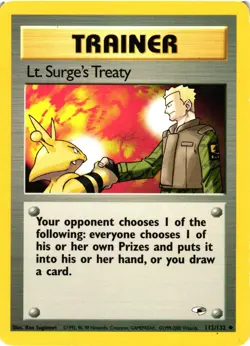 Pokemon TCG Lt. Surge's Treaty Gym Heroes 112/132 Unlimited LP - Image 1