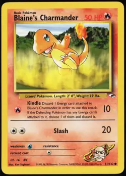 Blaine's Charmander 61/132 Common Gym Heroes Pokemon Heavily Played - Image 1