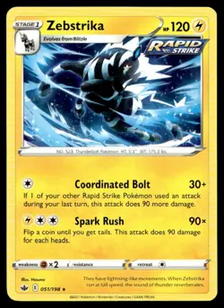 Zebstrika SWSH06: Chilling Reign 051/198 MP Pokemon TCG | Buy 10 Get 10 Free - Image 1
