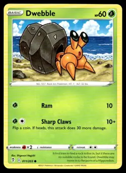 Dwebble SWSH07: Evolving Skies 011/203 MP Pokemon TCG | Buy 10 Get 10 Free - Image 1