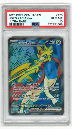 2025 Pokemon JTG EN Journey Together Ultra Rare #176 Hop's Zacian EX PSA 10 - Image 1