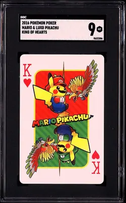 Pokemon Poker 2016 Mario & Luigi Pikachu King Of Hearts SGC 9 - Image 1