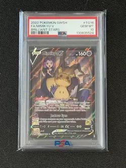 2022 POKEMON SWORD & SHIELD BRILLIANT STARS #TG16 FULL ART/MIMIKYU V PSA 10 - Image 1
