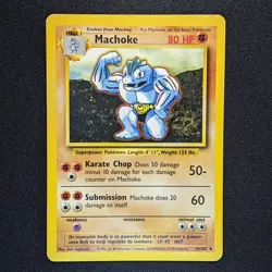 Machoke 34/102 Base Set Unlimited Pokemon 1999 - HP/DMG - Image 1