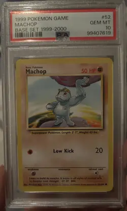 Pokemon TCG Base Set Unlimited Machop PSA 10 - Image 1