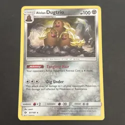 Alolan Dugtrio 87/149 HOLO RARE Sun & Moon Base Set Pokemon 2017 TCG - Image 1