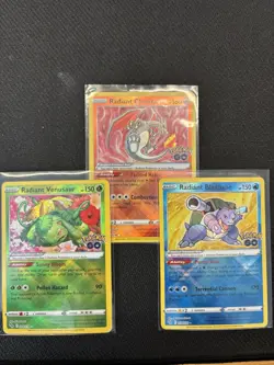 Set of 3 Pokemon Go Radiant Venusaur/Charizard/Blastoise Holo Rare Pokemon TCG - Image 1