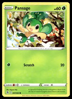 Pansage SWSH08: Fusion Strike 007/264 MP Pokemon TCG | Buy 10 Get 10 Free - Image 1