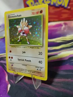 Pokemon TCG Hitmonchan Base Set Holo Unlimited Rare Card 7/102 Vintage LP/NM - Image 3