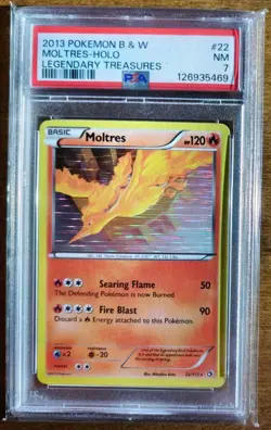 2013 Pokemon Legendary Treasures Moltres Holo #22 PSA 7 NM Black & White LTR - Image 1