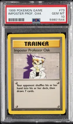1999 POKEMON BASE SET UNLIMITED #73 IMPOSTER PROFESSOR OAK PSA 10 - Image 1